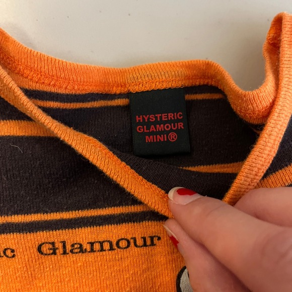 Hysteric Glamour Mini‎ Striped Orange Black Graphic Tee Shirt Women - Picture 4 of 9